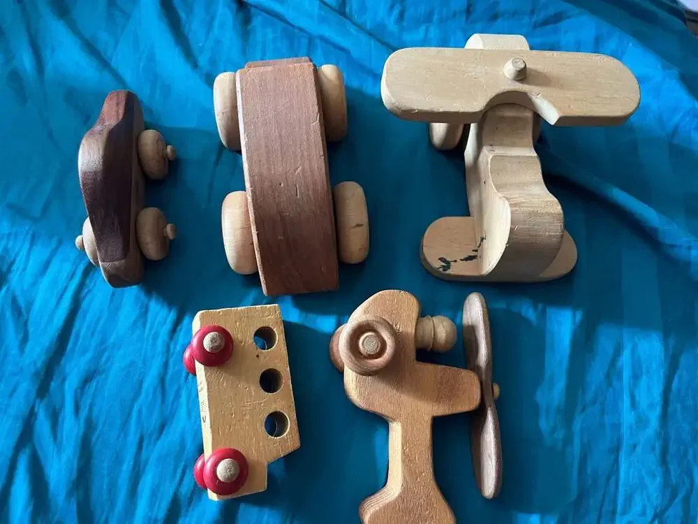 Vintage Handmade Wooden Toy Vehicle Set